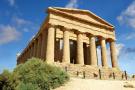 Agrigento, Sicily. The Temple of Concord is one of the most remarkable sacred buildings of the classical era of the Greek world (440 b.c. - 430 b.c. ). It is located in the archaeological area of the Valley of the Temples, which corresponds to the site of ancient Akragas, founded by Greek settlers in 580 B.C.